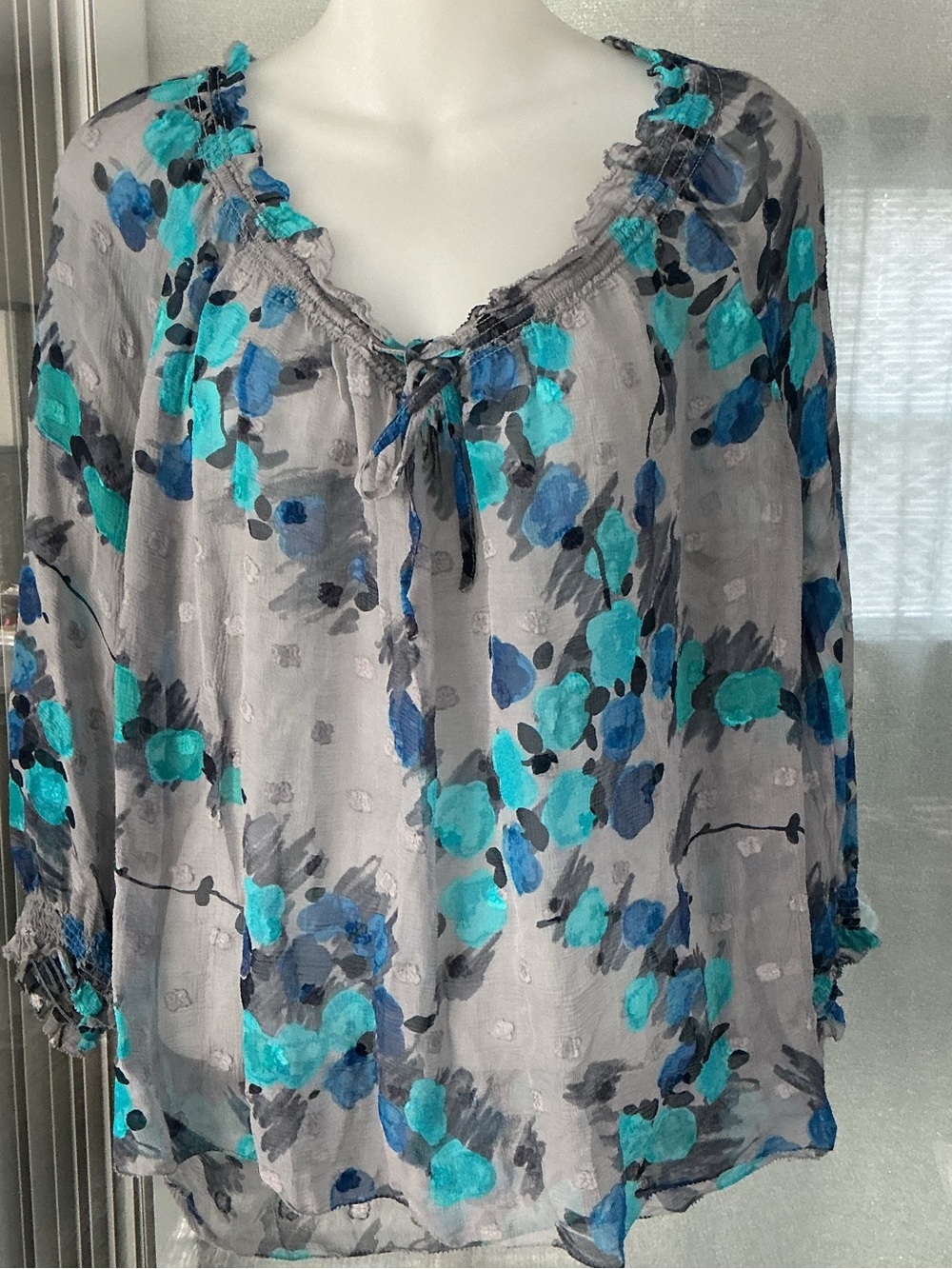 JUICY COUTURE CHIFFON PEASANT TOP